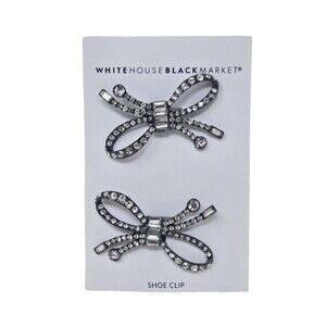 WHITE HOUSE BLACK MARKET WHBM Jeweled Shoe Clips Bows Sparkly NEW